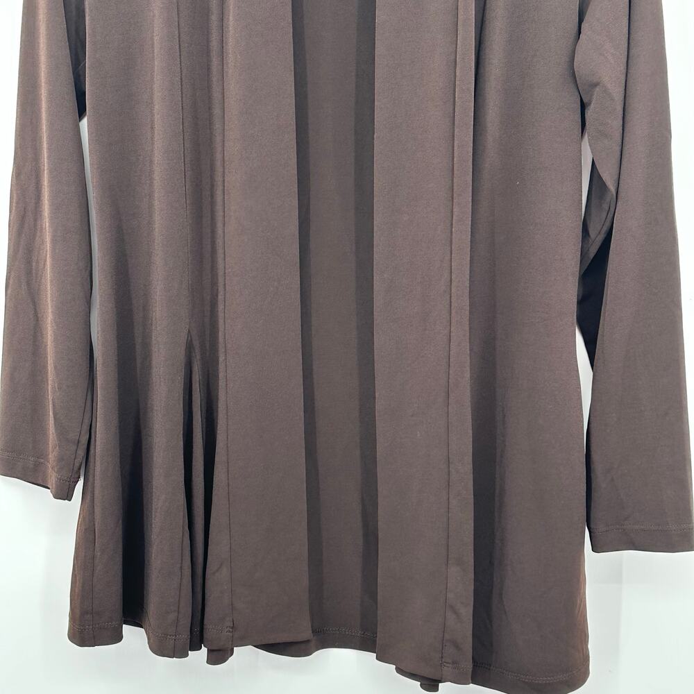 Susan Graver Chocolate Brown Open Front Cardigan Shawl Collar Womens 2XS XXS - Picture 3 of 8